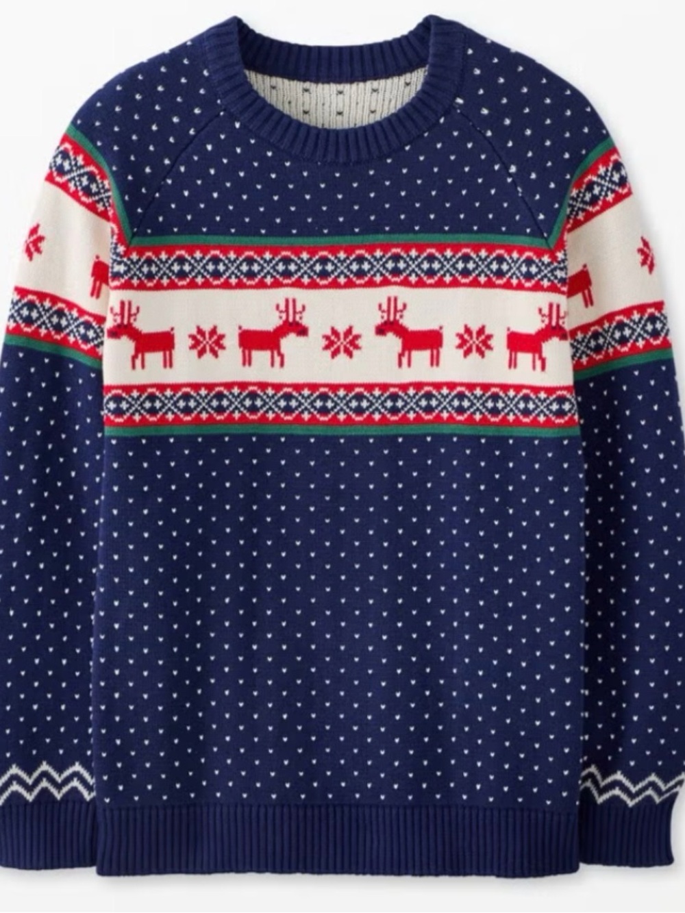 Hanna Andersen Fair Isle Holiday Dear Deer Sweater Blue White 130 cm US kids 8